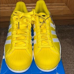 Adidas Yellow Sneakers with White Stripes